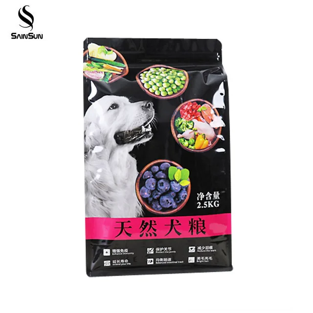 
Sample Printed Plastic Stand Up Pet Dog Food Snack Packaging Bag With Resealable Zipper 