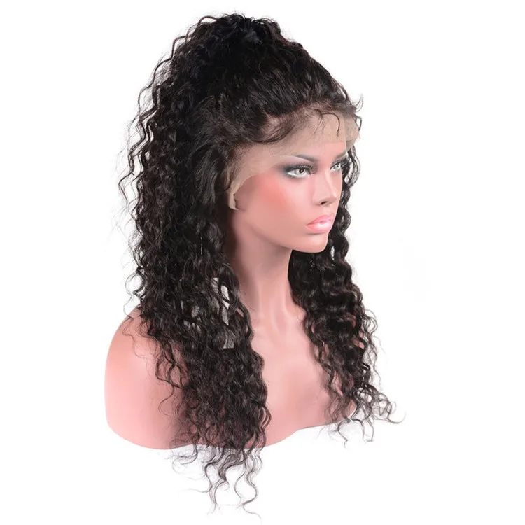 Long hair small wave virgin hair wig black color cap for make wig wholesale fashion wig human hair lace front