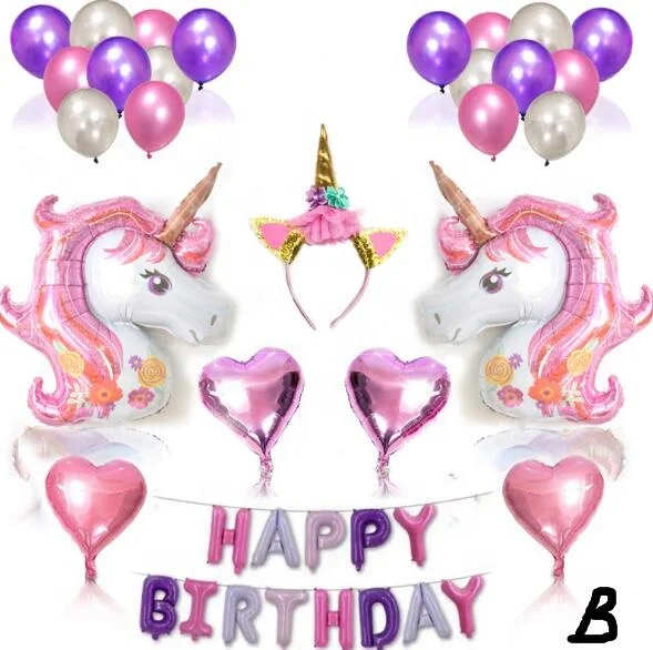 Wholesale Unicorn Balloons Birthday Party Supplies for Child Birthday Decorations Baby Shower Decorations Set