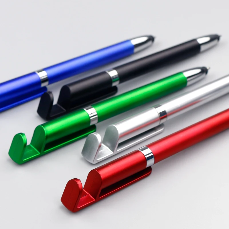 Многофункциональная шариковая ручка с сенсорным экраном 3 в 1 с держателем для телефона, стилус для мобильного телефона, шариковая ручка