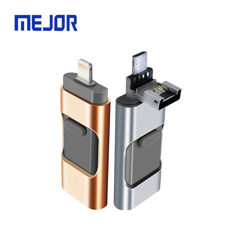 64G Slide Flash Disk 3in1 APP Memory Stick 128g IOS Micro Android 32G OTG Type C Usb Pen Drive 3 in 1