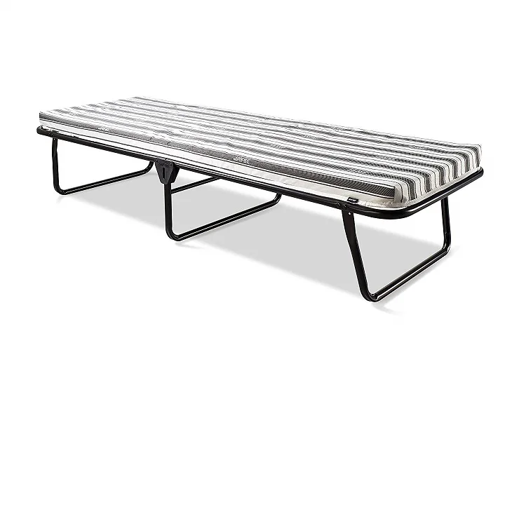 Single Black Fabric Folding Bed with Breathable Airflow Mattress