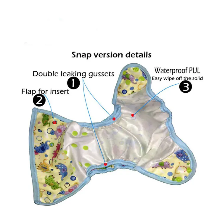 
Snaps and Hook&Loop Waterproof PUL OS Diaper Nappy Cover Double Leaking Guessets 