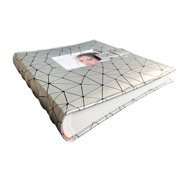 Leather cover flush mount wedding photo album 50pcs magnetic sheets