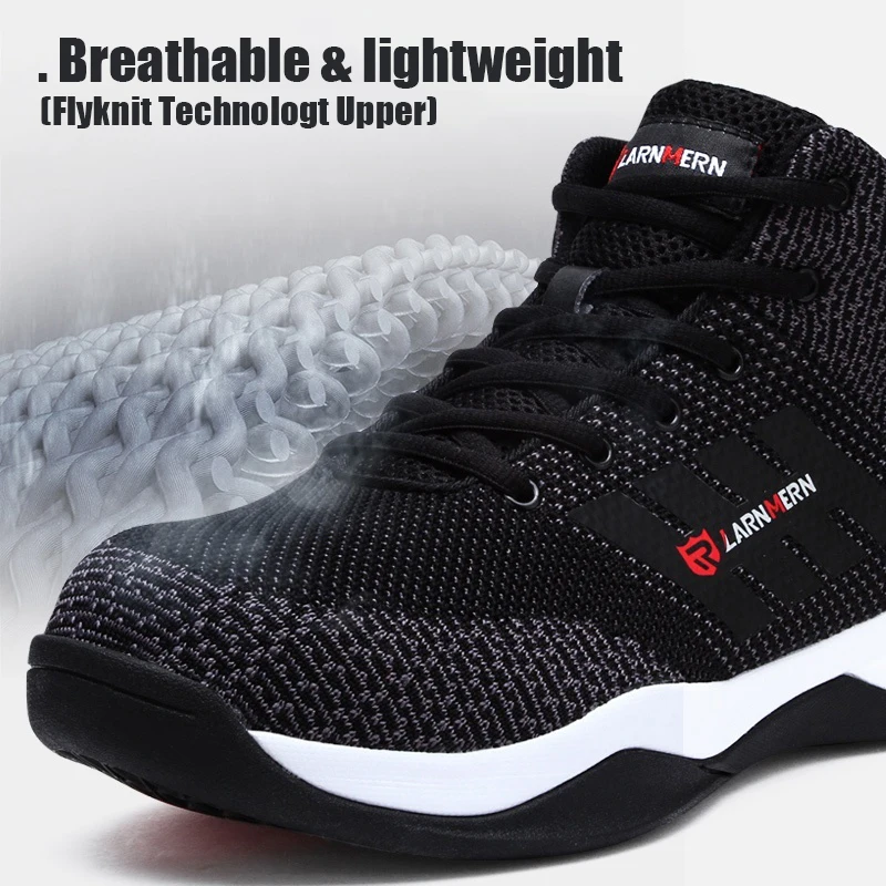Мужские защитные ботинки LARNMERN со стальным носком, дышащая легкая рабочая обувь, строительные защитные ботинки