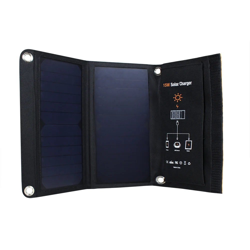 JWN-006 Factory Wholesale 15W Efficiency flexible Solar Panel Folding & Portable Solar Power Bank Charger