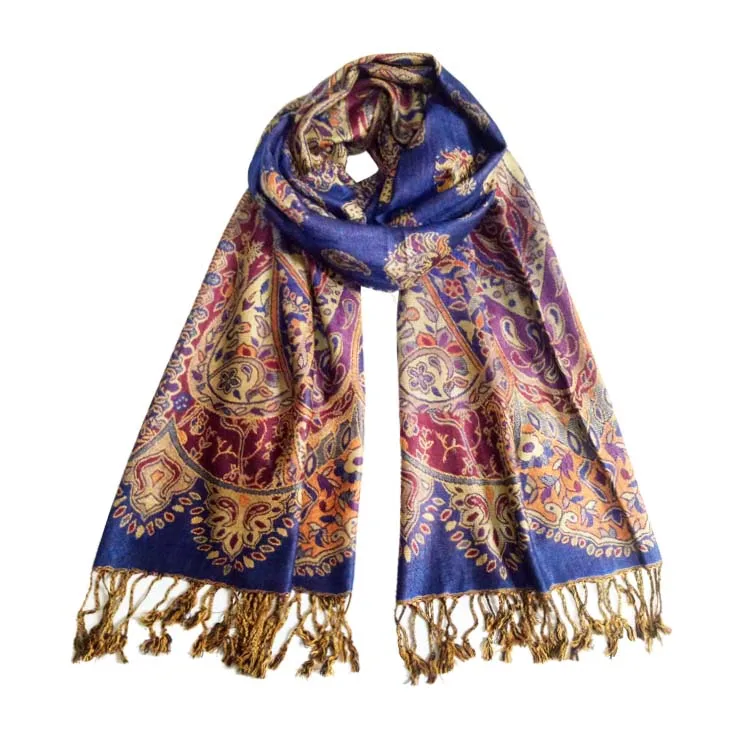High Quality Jacquard Pashmina Shawls Long Scarf China Factory Low MOQ Long Scarf