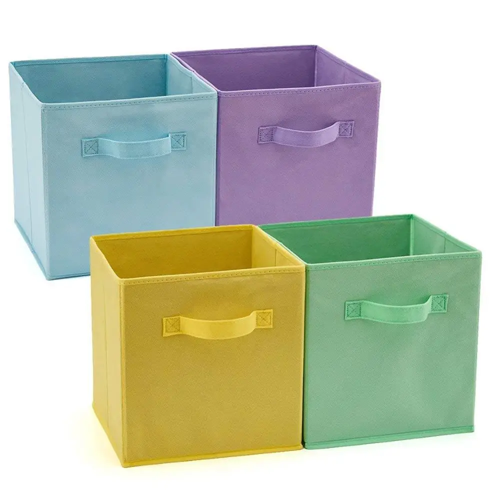 
High Quality Printed Colorful Folding Non Woven Kids Toy Storage Box Organizer 