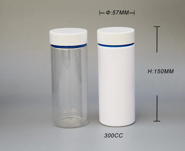 wide mouth cylindrical Transparent plastic container 300 ml pet bottle