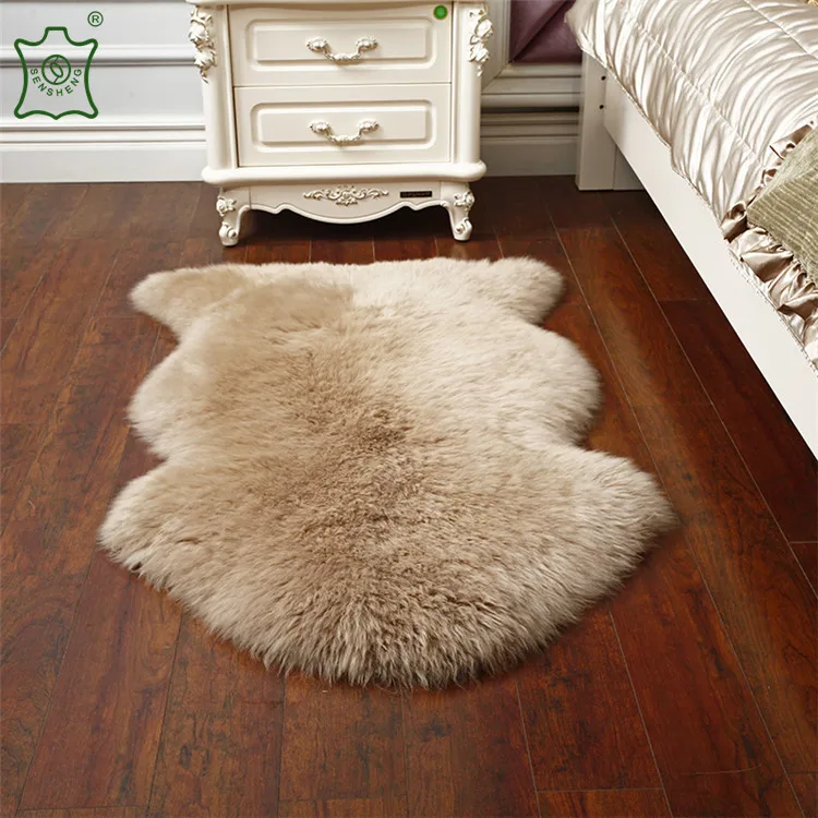 High quality bright pink yellow white brown Real animal fur skin fabric Long Hair Genuine Sheepskin Rugs for home decoration