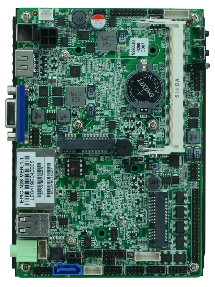 EPIC-N28 безвентиляторный Atom N2800 3.5 дюймов embedded промышленная материнская плата с