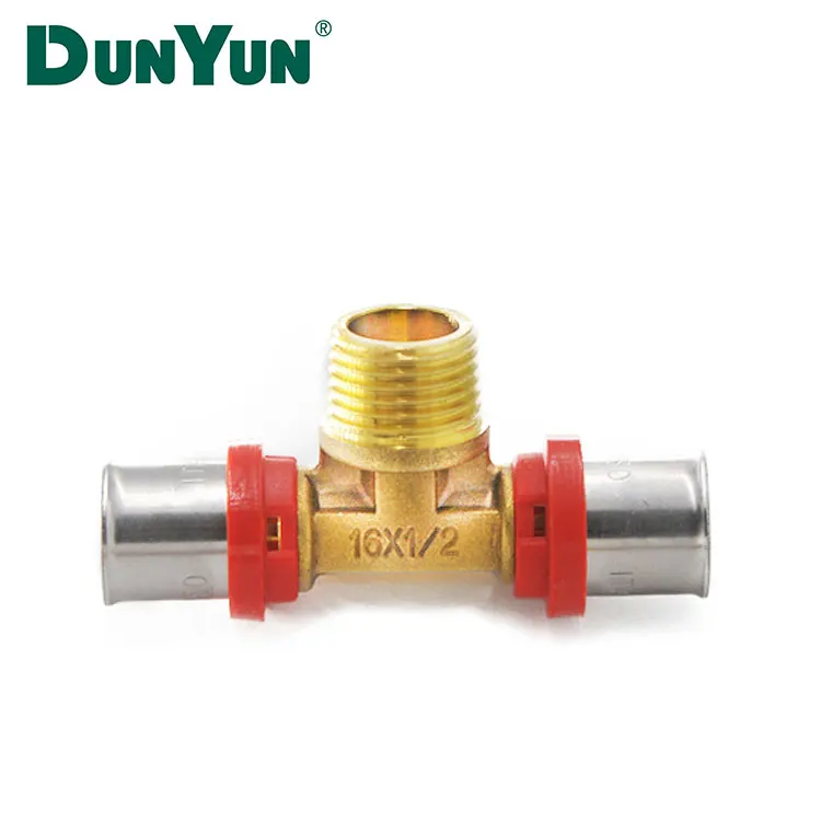 Brass Multilayer Pipe Fitting Press Tee 3 Way Tube Connector
