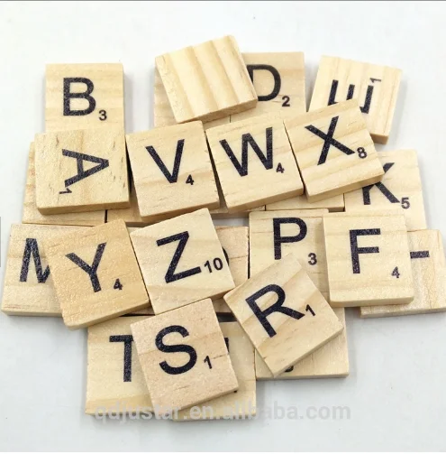 
100 pcs Wooden Alphabet Tiles Black Letters & Numbers For Kid Child 