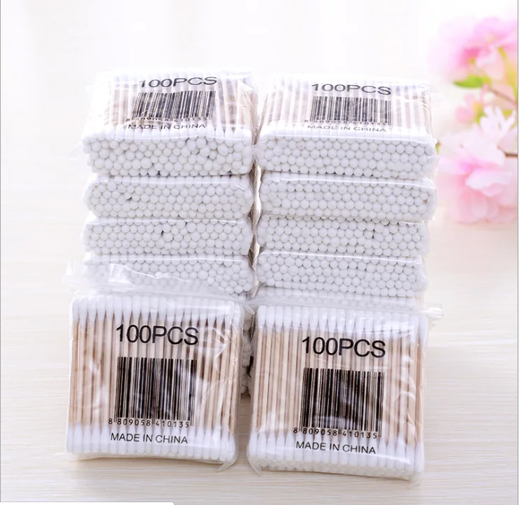 bamboo cotton ear buds in plastic bag packing