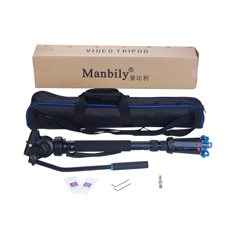 Manbily VM-336 Professional Aluminum Monopod with tripod Fluid head Three feet support stand For DSLR Camera