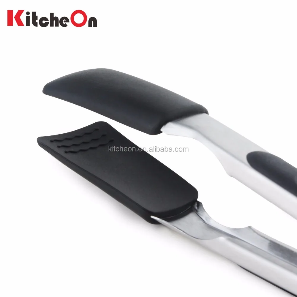 9 Inch and 12 Inch Stainless Steel Locking Food Tongs with Silicone Heads