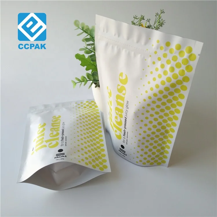 Smell proof Tea Packaging Bags Eco- friendly matt Aluminum Foil Stand Up Ziplock doy pack Bag For Protein Juice Powder Coffee