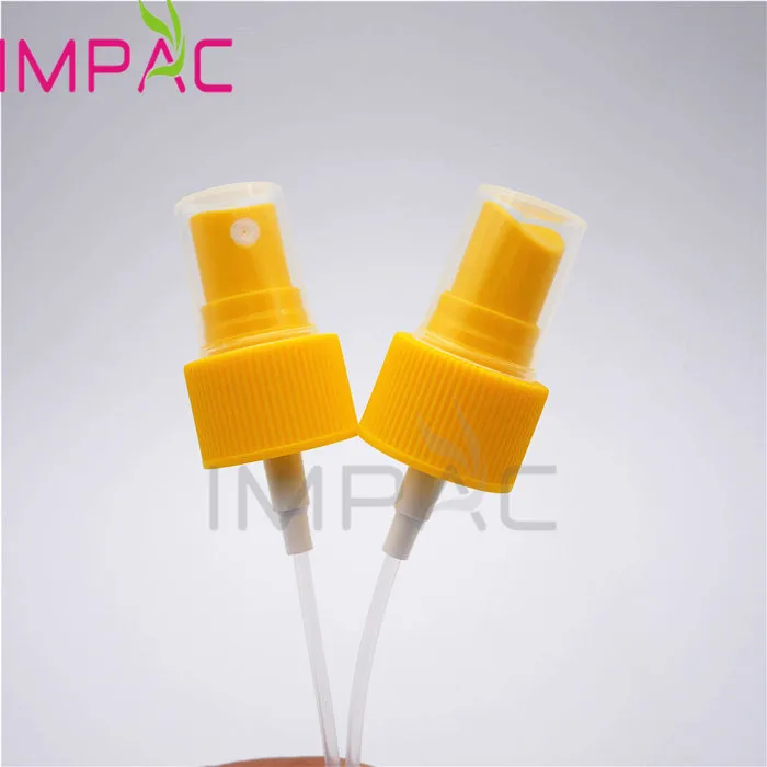  24 мм пластиковая желтая парфюмный насосный с крышкой для пластиковые флаконы духов