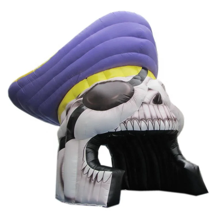 Фиолетовый надувной футбольный туннель для колледжа с пиратским черепом/гигантский спортивный пиратского отдыха/надувной