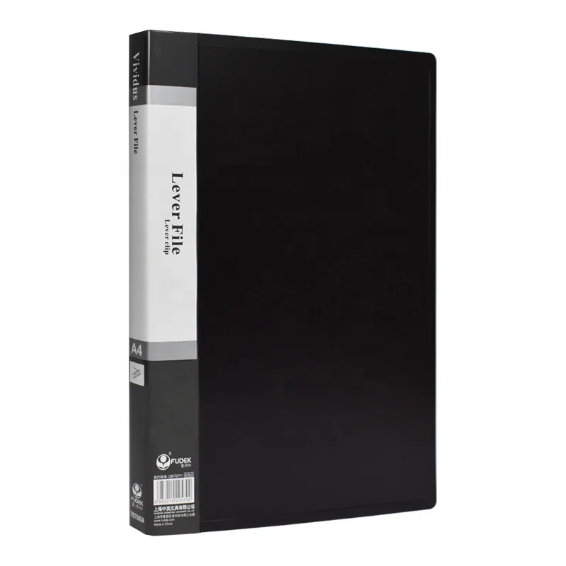 A4 size PP spring clips quality clip black color custom case shape plastic 3 ring binder file folder