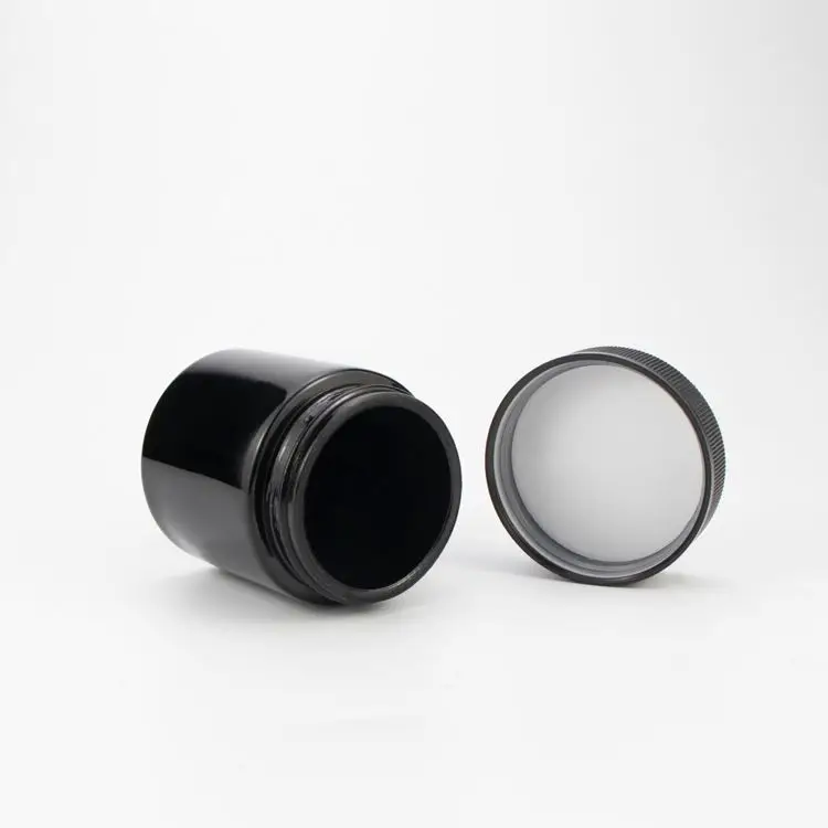 black dark glass big wide mouth glass jar 50ml 120ml 250ml violet cosmetic face cream jars 4 oz 8 oz amber black glass jar