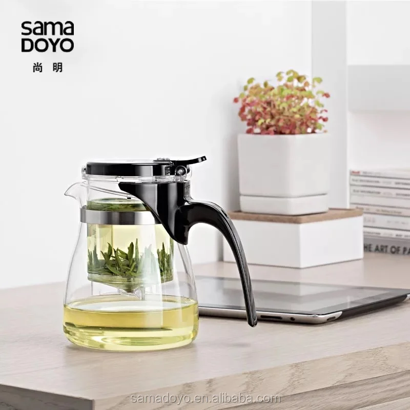 SAMADOYO Food Grade Heat-Resisting Borosilicate Glass Magic Tea Pot Restaurants Glass Teapot Kettle with Stainless Steel Filter