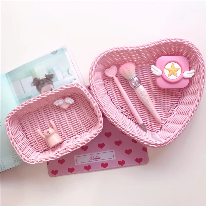 Новый дизайн, Лидер продаж, розовая плетеная вручную корзина для хлеба из ротанга, влагостойкая корзина для хранения фруктов