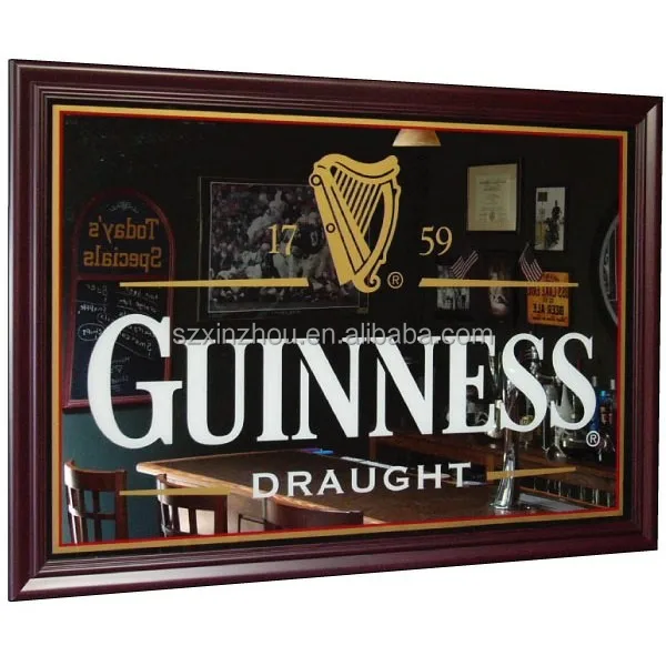 Wholesale Decorate Wall Mirror Glass Decoration OEM Decorative Round Framed Mirrors Printed Bar Mirror