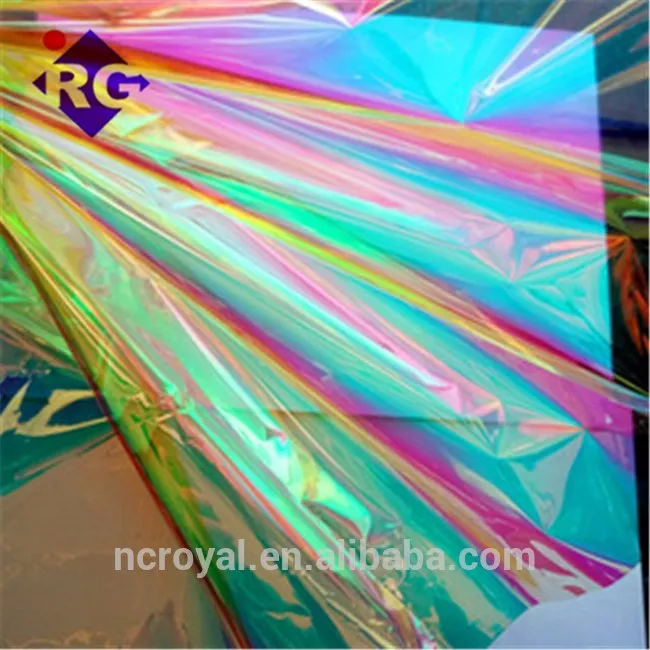 Clear Pet Rainbow Dichroic Iridescent Transparent Vinyl  Film Roll