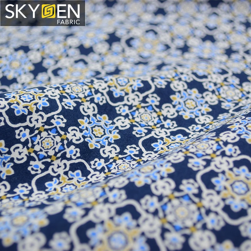Skygen plain weave soft custom prints 60x60 100 cotton man women cloths fabric for women man clothes