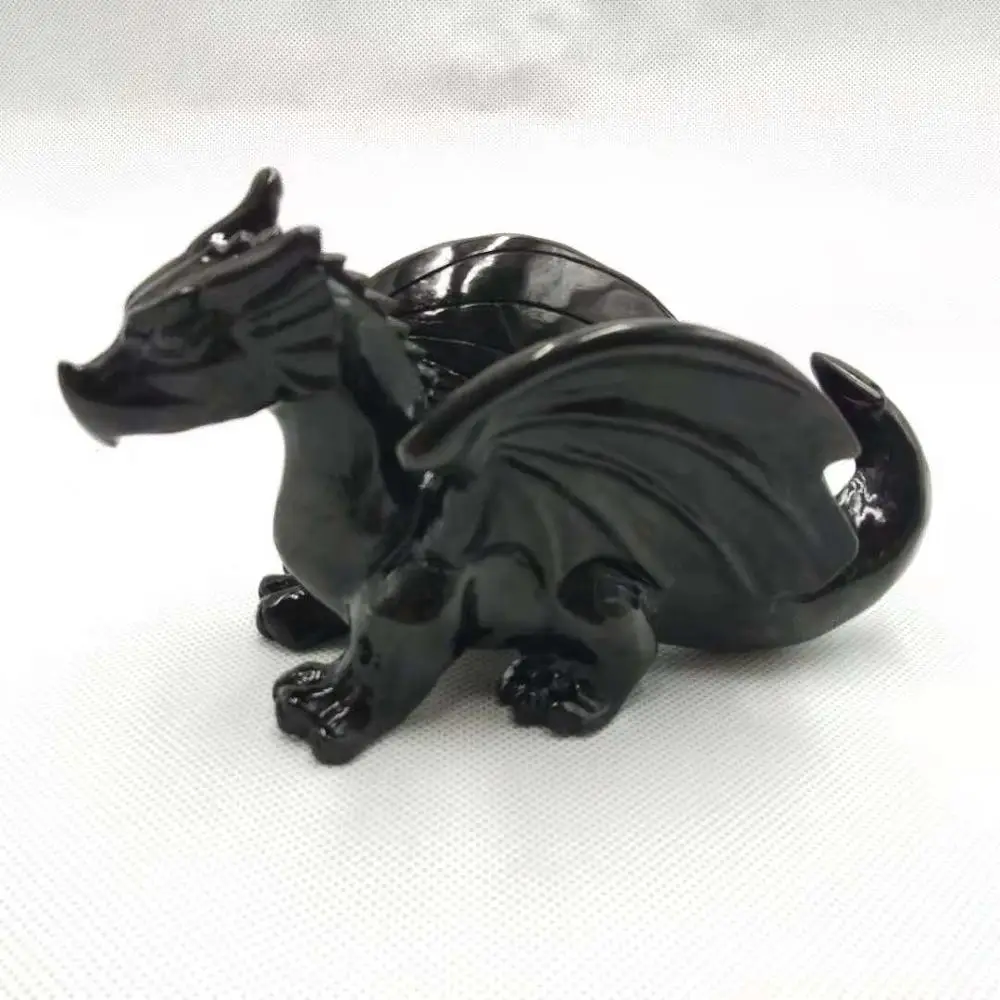 Natural Hand Carved Polished Obsidian Dragon For Decorate
