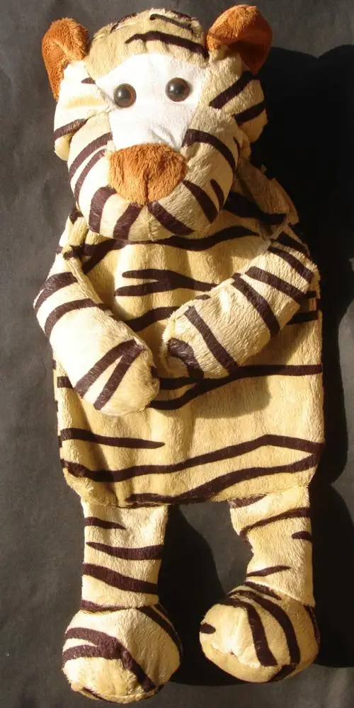 yellow  plush tiger hot water bottle cover for children in Christmas Day
