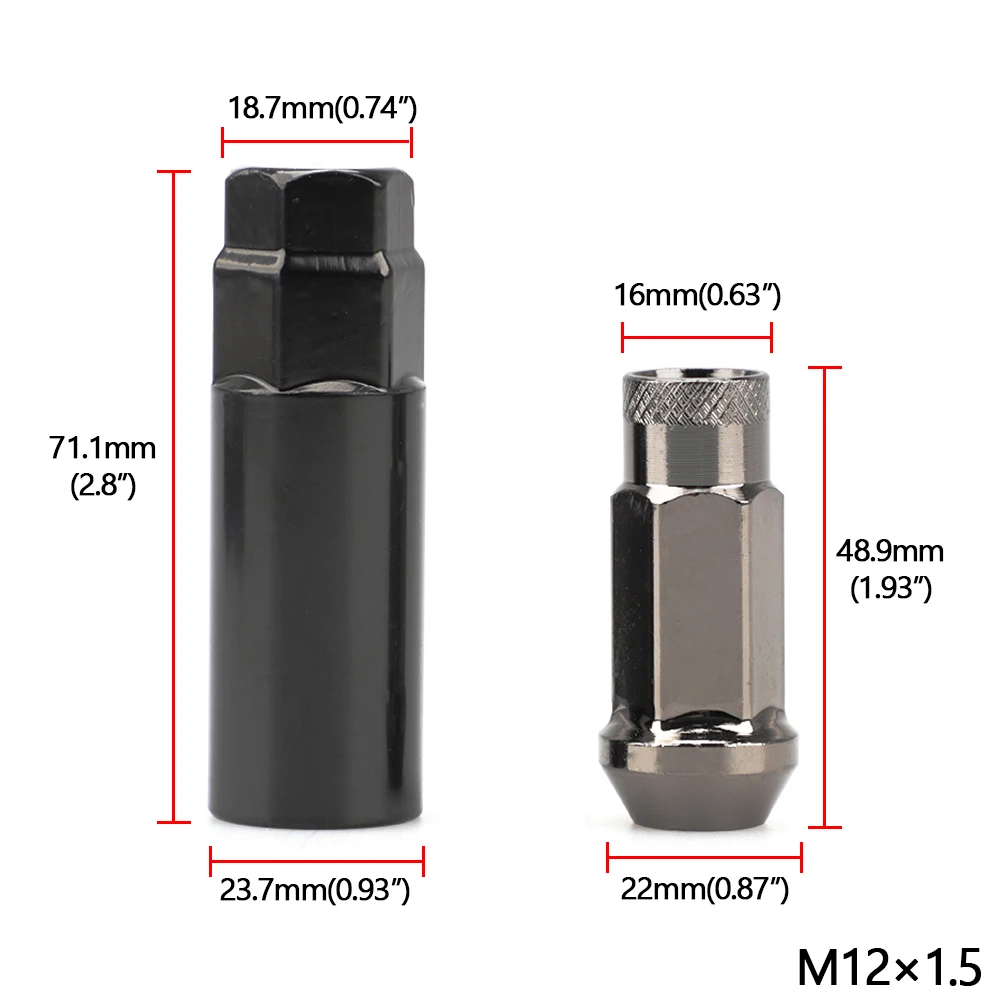 20pcs 6 Spline Steel Wheel Lug Nuts Kit M12x1.5 with Key