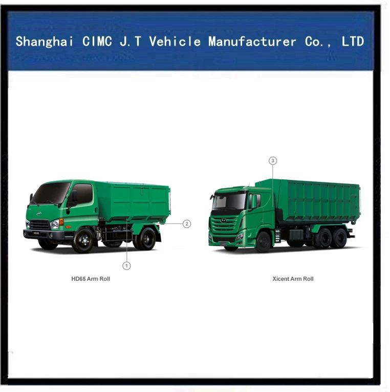 
Japan technology HYUNDAI waste collected compacted container station hook lifting garbage truck 