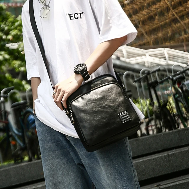 Custom Genuine PU Leather Sling Shoulder bag Big Capacity Out Messenger Bag for men crossbody bag