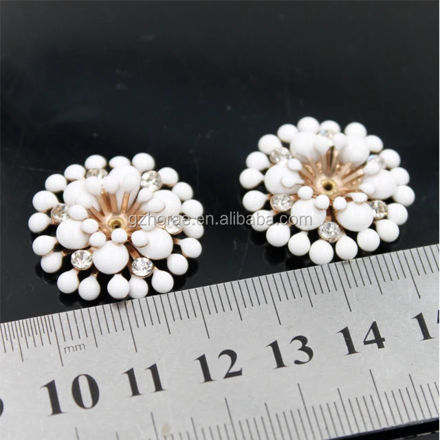 R113 cheap rhinestone flower bead shoe accessories metal shoe buckle for decoration