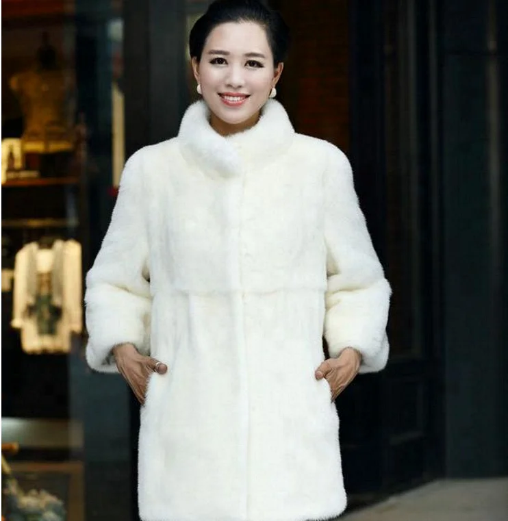 Lady stand collar waistcoat faux fox fur coat