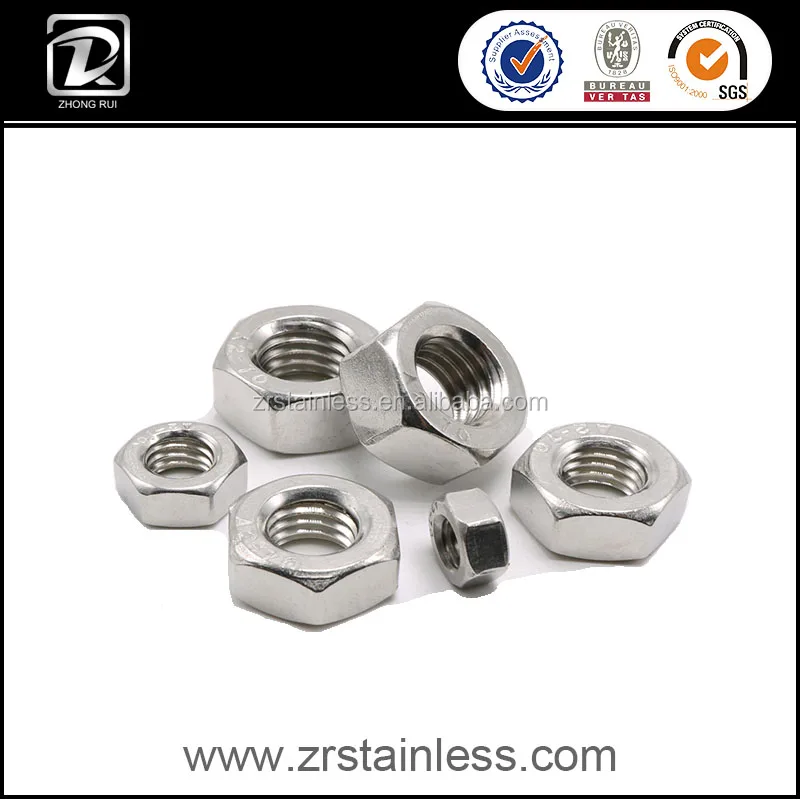Large diameter stainless steel hex nut