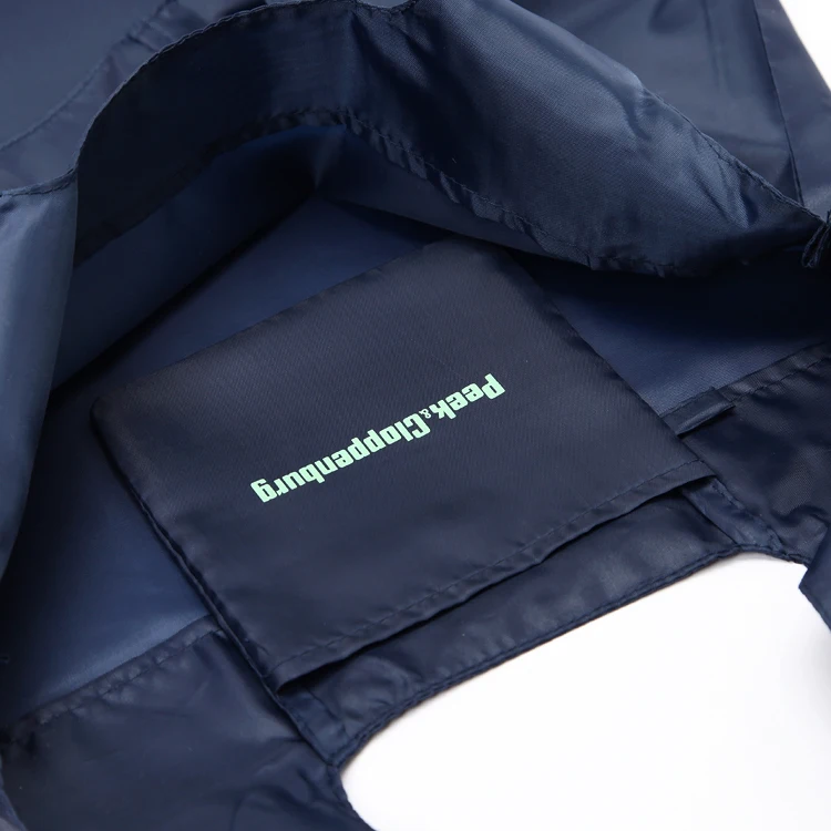 Polyester Tote Boutique Shopping Folding Bags, Foldable Shopping Bag With Pocket Logo