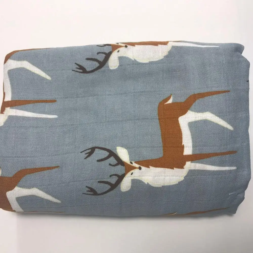 
Wholesale Manufacturer Nursery Bedding 2 Layers Organic Cotton Muslin Baby Printed Toddler Bath Blanket 