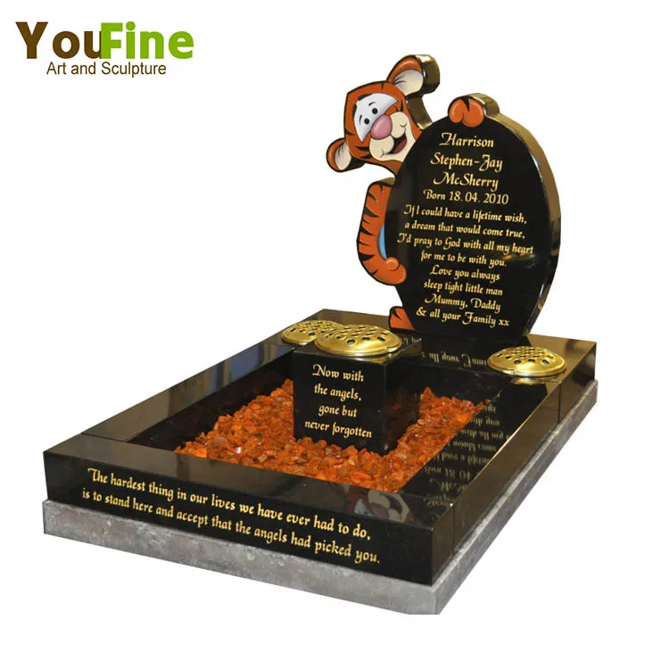High Quality Granite baby Tombstone Design With Tiger For Sale