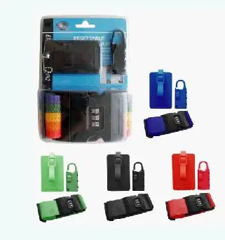 
CH-7182 3 digital combination Padlock ABS name tag luggage strap travel set 