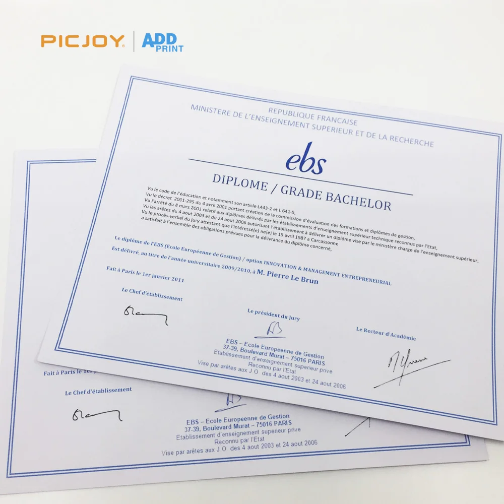 Cheap certificate DIPLOME GRADE BACHELOR printing shanghai