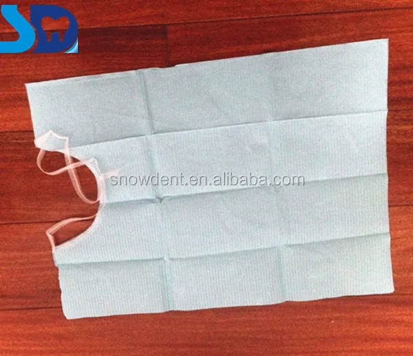 Disposable PE+Tissue Dental bibs with tie on in different size/color