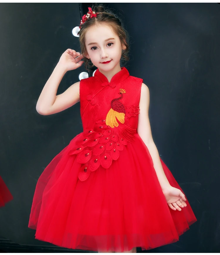 Fashion Design Fashion Baby Girl Satin Mandarin Collar vintage tulle wedding dress