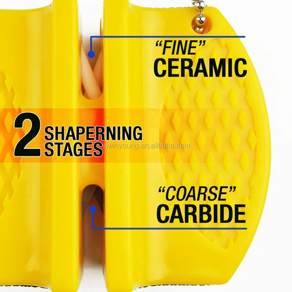 
2-step Carbide and Ceramic Yellow Mini Knife Sharpener Kitchen Usage 