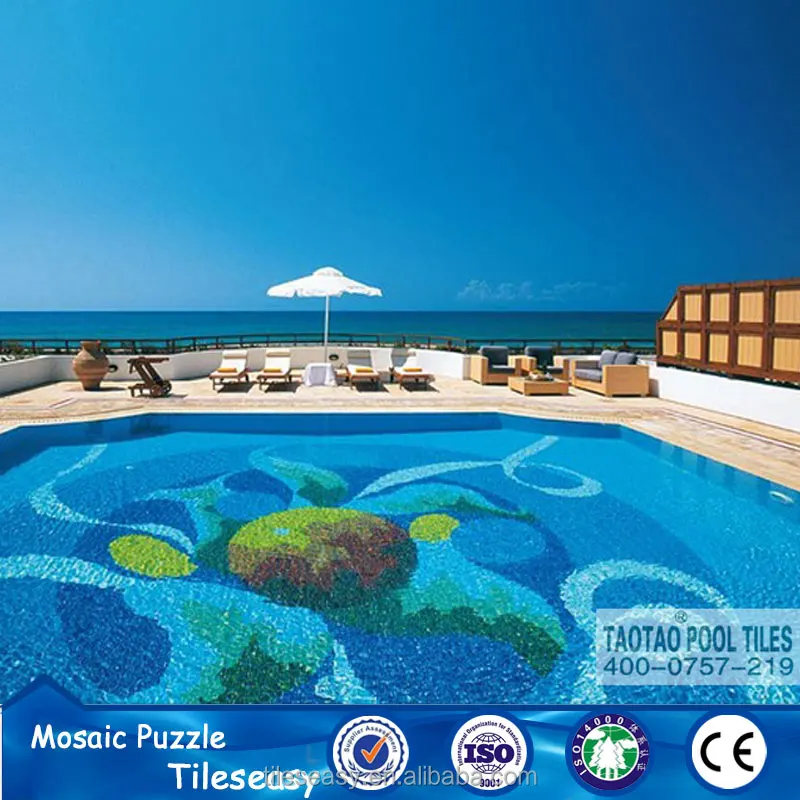 All Kinds Blue Mosaic Flower Patterns for Swimming Pool Decorative