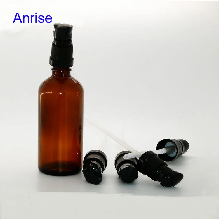 30ml 50ml 100ml Amber Glass Treatment Pump Spray Serum Bottle Empty Brown Duck Spray Essential Oil Bottle with Black Spray Cap