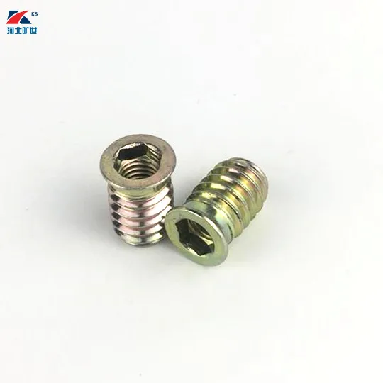 Threaded insert type insert nut for wood with flange furniture insert nut