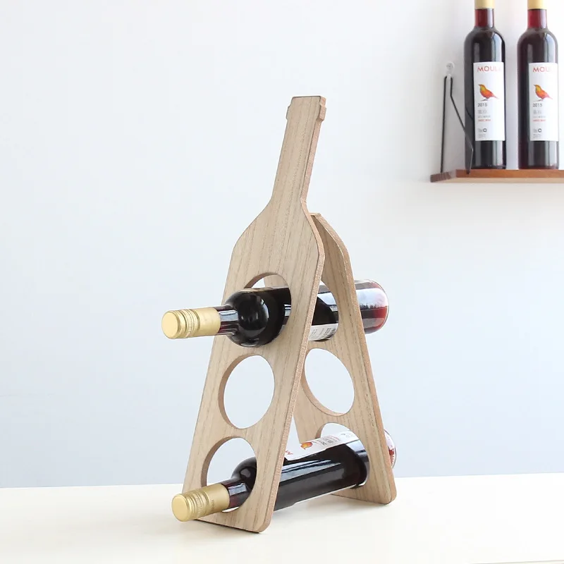Factory Sale 3 Bottle Free Standing Wine Shelf Foldable Wine Rack